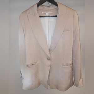 Veronica Beard Blush Cream Satin Single-Button Blazer